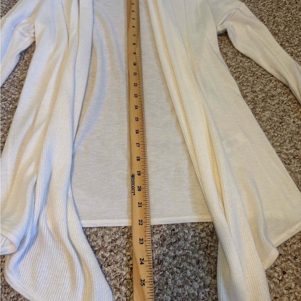 Express Cream Open Front Cardigan - Picture 3 of 5